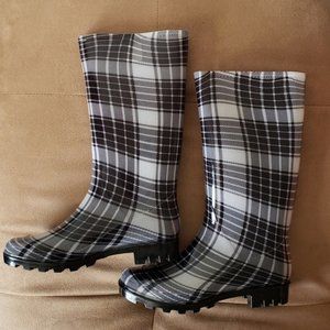Checkered Black/White Arizona Jean Co. Rain Boots Sz 9